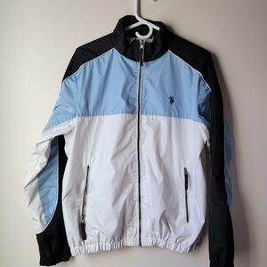 U.S. Polo Assn. Men's Black, Light Blue, and White Windbreaker Size M